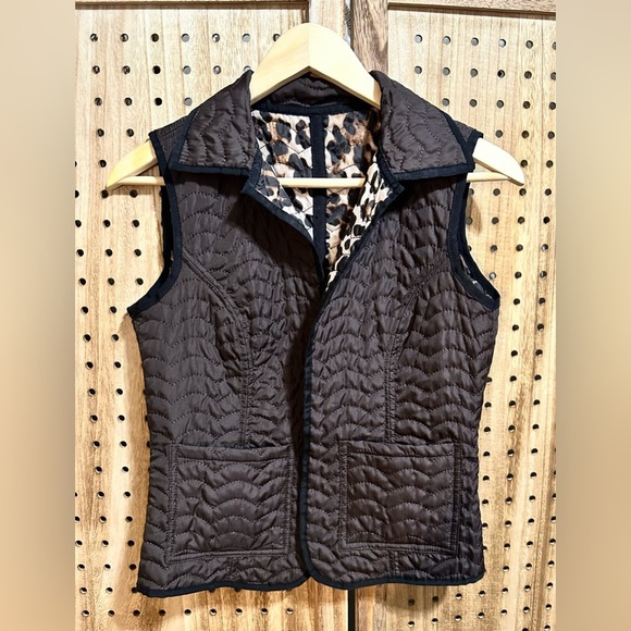 The North Face Reversible Quilted Vest Brown & Leopard S - Picture 2 of 6